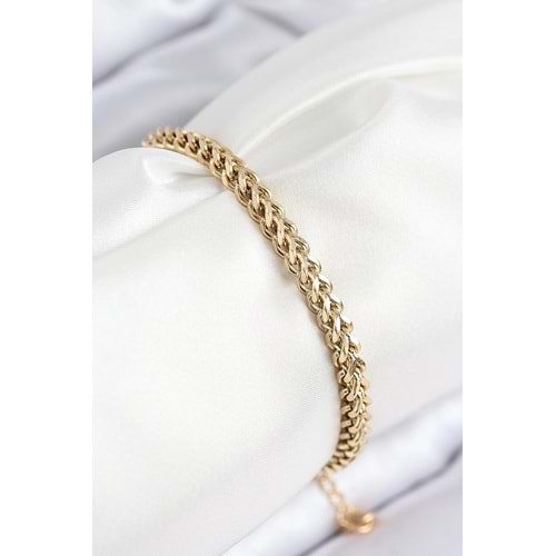 316L Çelik Örgü Zincir Model Gold Renk Kadın Bileklik