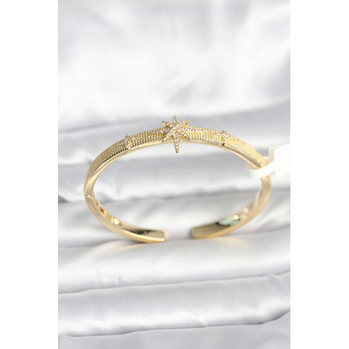 Pirinç Gold Renk Kutup Yıldızı Model Kadın Kelepçe Bileklik