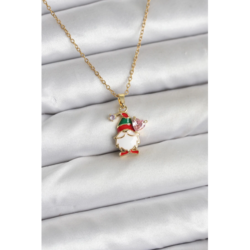 316L Çelik Zincir Gold Renk Yılbaşı Teması Kadın Kolye