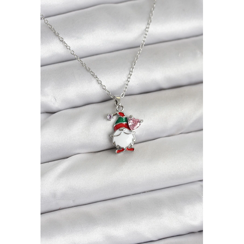 316L Çelik Zincir Gümüş Renk Yılbaşı Teması Kadın Kolye