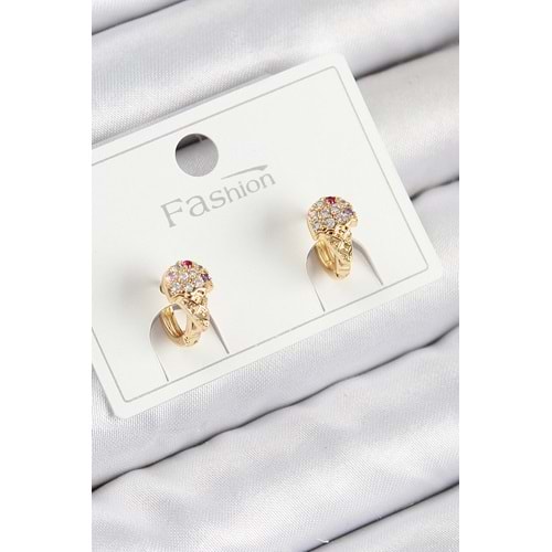 Pirinç Zirkon Taşlı Dondurma Model Gold Renk Çocuk Küpe