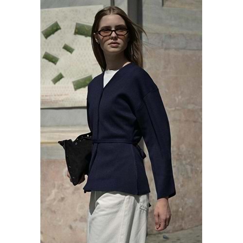 Lacivert Naye Viscon Karışımlı M Beden Hırka - V Yaka, Baharlık Zarif Örgü