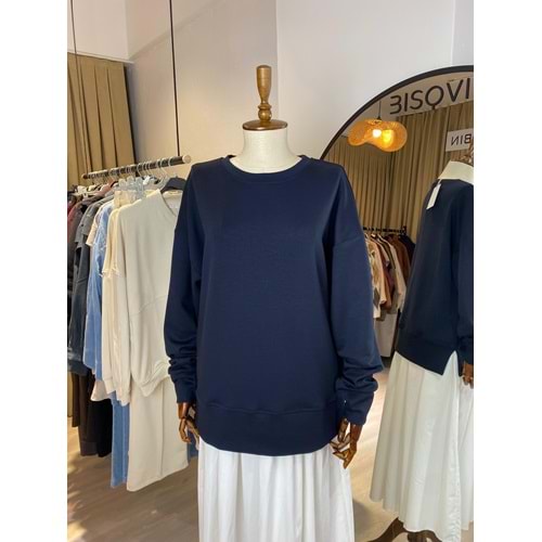 Arkası Dikişli Modal Rahat Lacıvert S Beden Sweatshirt