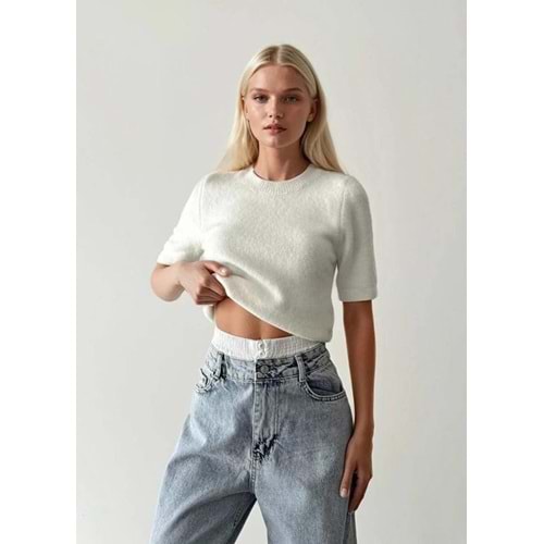 Kısa Kol Bisiklet Yaka Vizon Kazak