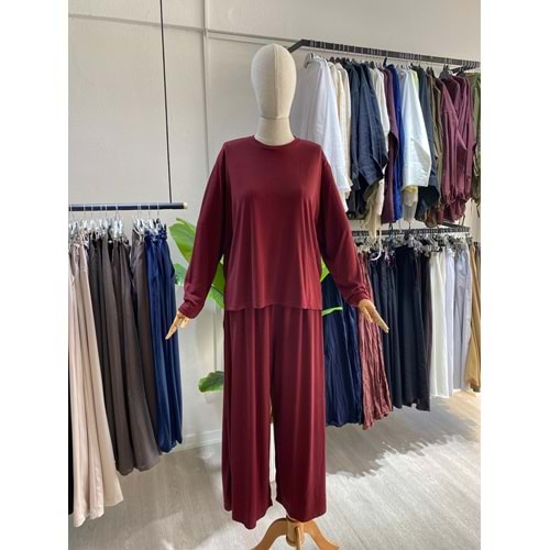 Modal Oys Kumaş Bordo İkili Takım L-XL Beden