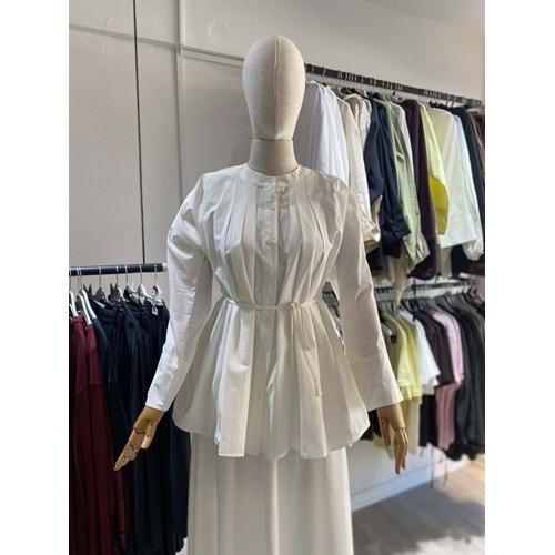 Nervür Dikişli Poplin Beyaz Gömlek XXL Beden