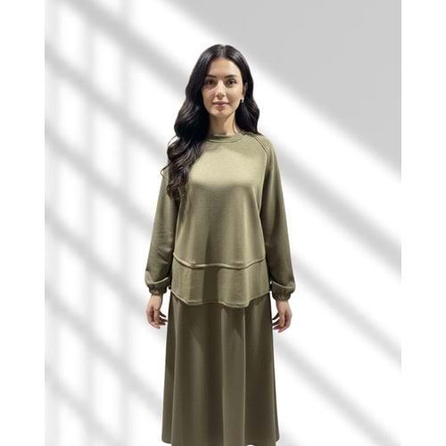 Modal Haki Etekli Takım 40-42 Beden