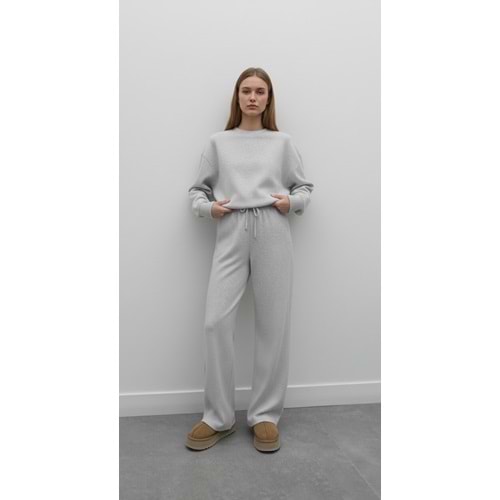 Selanik Örgü Pantolonlu Kadın Takım - Gri (S / 36)
