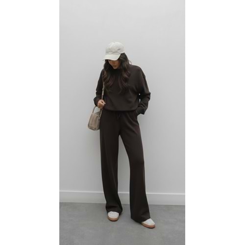 Selanik Örgü Pantolonlu Kadın Takım - Kahverengi (M / 38)