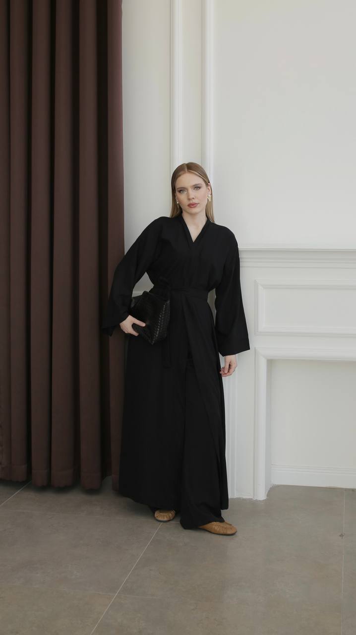 Pamuk Saten Dökümlü Abaya