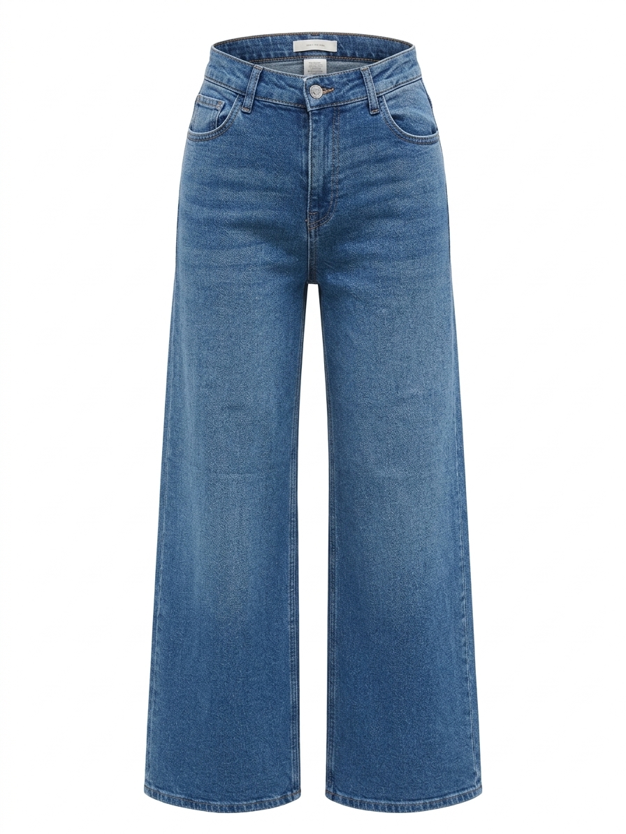 Yüksek Bel Wide Leg Kadın Kot Pantolon