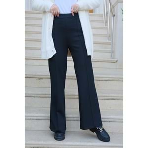 Bisqvi Biyeli Pamuklu Siyah Scuba Kadın Pantolon S-M