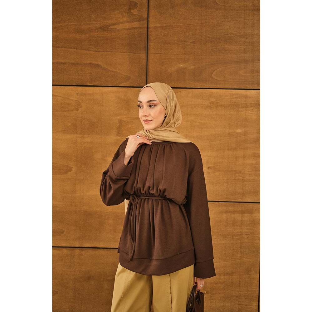 Beli Lastikli Modal Kahverengi Tunik S-M (36-40) Beden