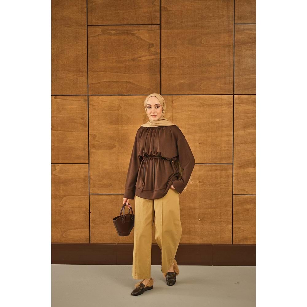 Beli Lastikli Modal Kahverengi Tunik S-M (36-40) Beden