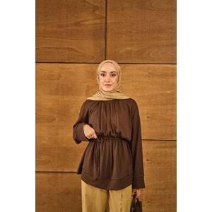 Beli Lastikli Modal Kahverengi Tunik S-M (36-40) Beden