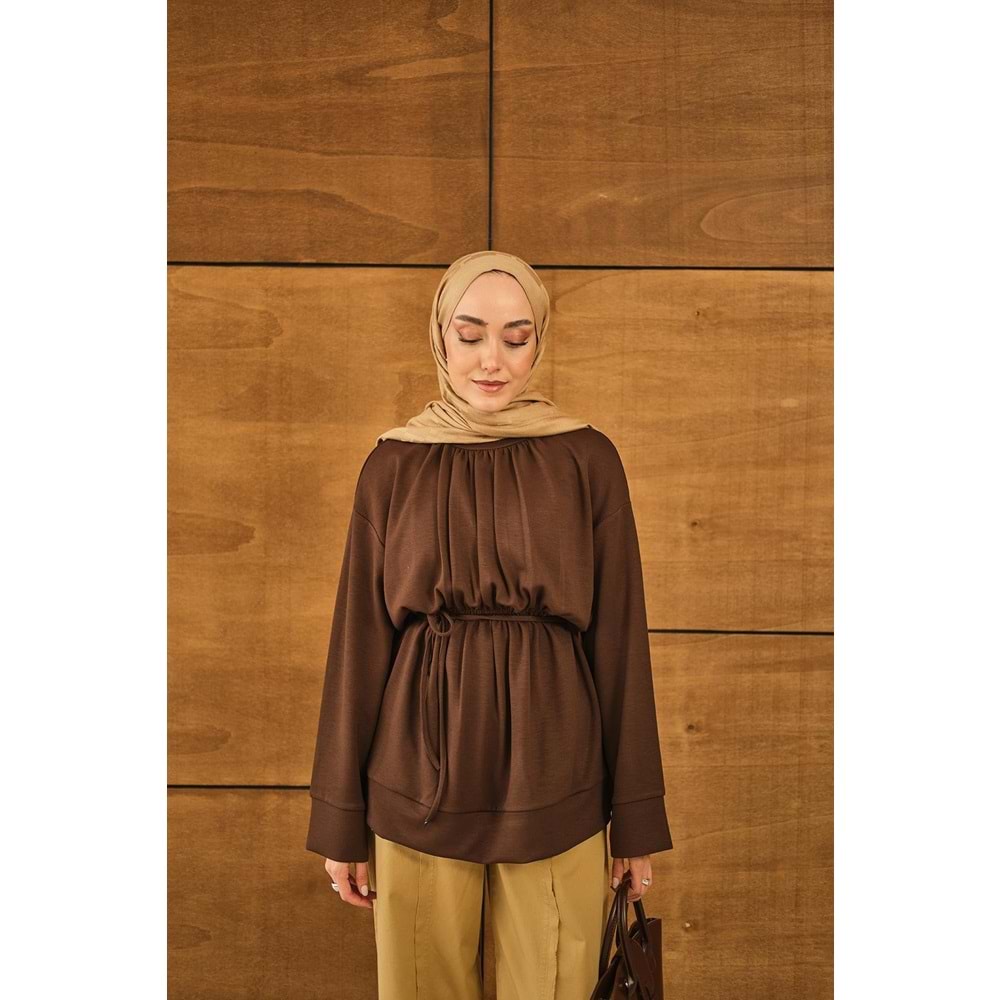 Beli Lastikli Modal Kahverengi Tunik S-M (36-40) Beden