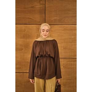 Beli Lastikli Modal Kahverengi Tunik S-M (36-40) Beden