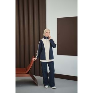 Çift Renk Fermuar Detay Scuba Lacivert Takım 40-42 Beden