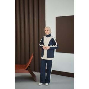 Çift Renk Fermuar Detay Scuba Lacivert Takım 40-42 Beden