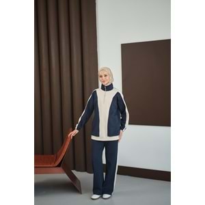 Çift Renk Fermuar Detay Scuba Lacivert Takım 40-42 Beden