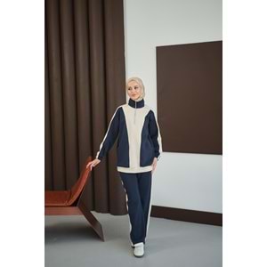 Çift Renk Fermuar Detay Scuba Lacivert Takım 38-40 Beden