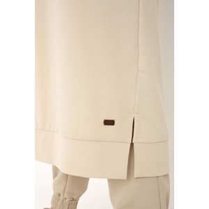 Allday Taş Leopar Bağcıklı Kapüşonlu Rahat Örme Tunik 44 Beden