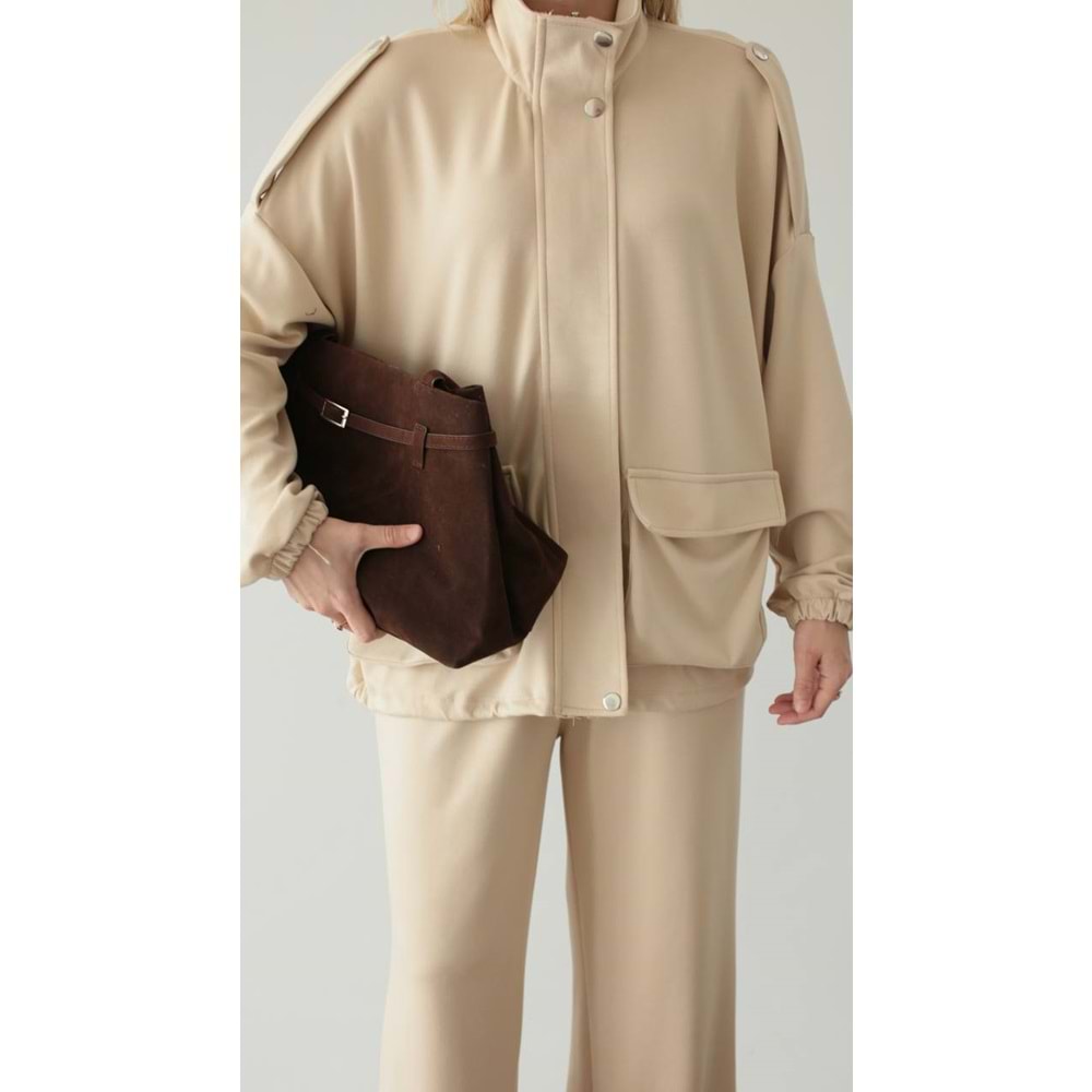 Bej Modal Takım S-M Beden | Yumuşak Likralı Kumaş Eşofman