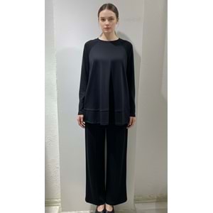 Siyah Modal Kumaş Pantolonlu Takım - L/XL Beden (40-42)