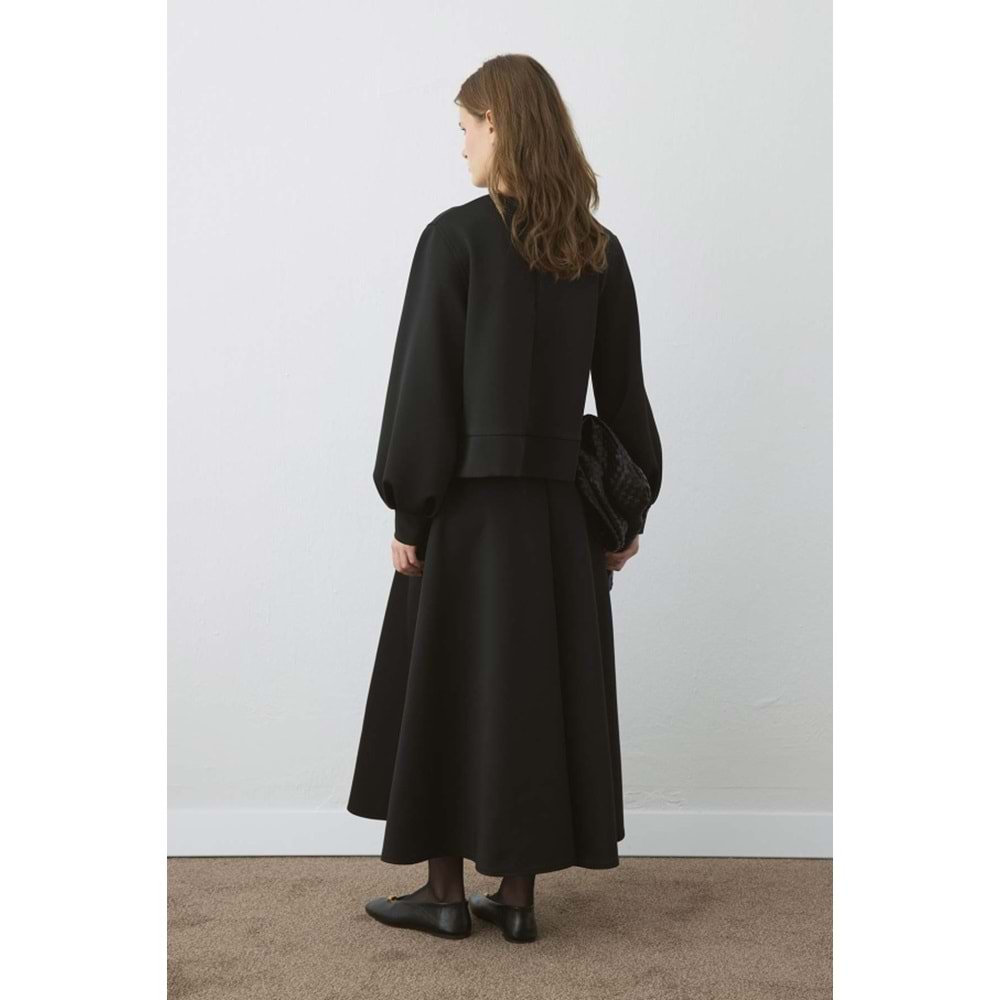 Büyük Beden Siyah Balon Kol Kloş Scuba Takım L/XL