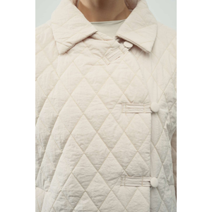 Gömlek Yaka, Düğmeli Kapitone Taş Mont L/XL