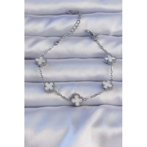 316L Çelik Gümüş Renk Sedefli Baby Boy Yonca Model Bileklik