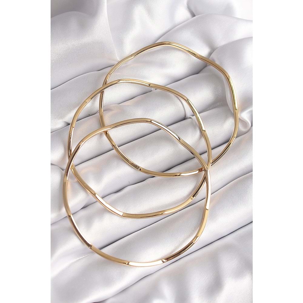 316L Çelik Gold Renk 65 mm Zikzak Model Ajda Bilezik