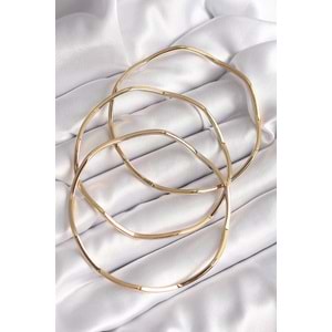 316L Çelik Gold Renk 65 mm Zikzak Model Ajda Bilezik