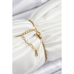 316L Çelik Zincir Mor Mineli Sanatsal Portre İnci Detaylı Papatya Model Gold Renk Kadın Bileklik