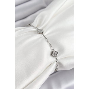 316L Çelik Yonca Model Gümüş Renk Kadın Bileklik