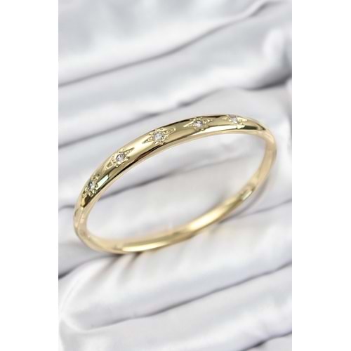 Pirinç Zirkon Taşlı Kutup Yıldızı Model Gold Renk Kadın Kelepçe
