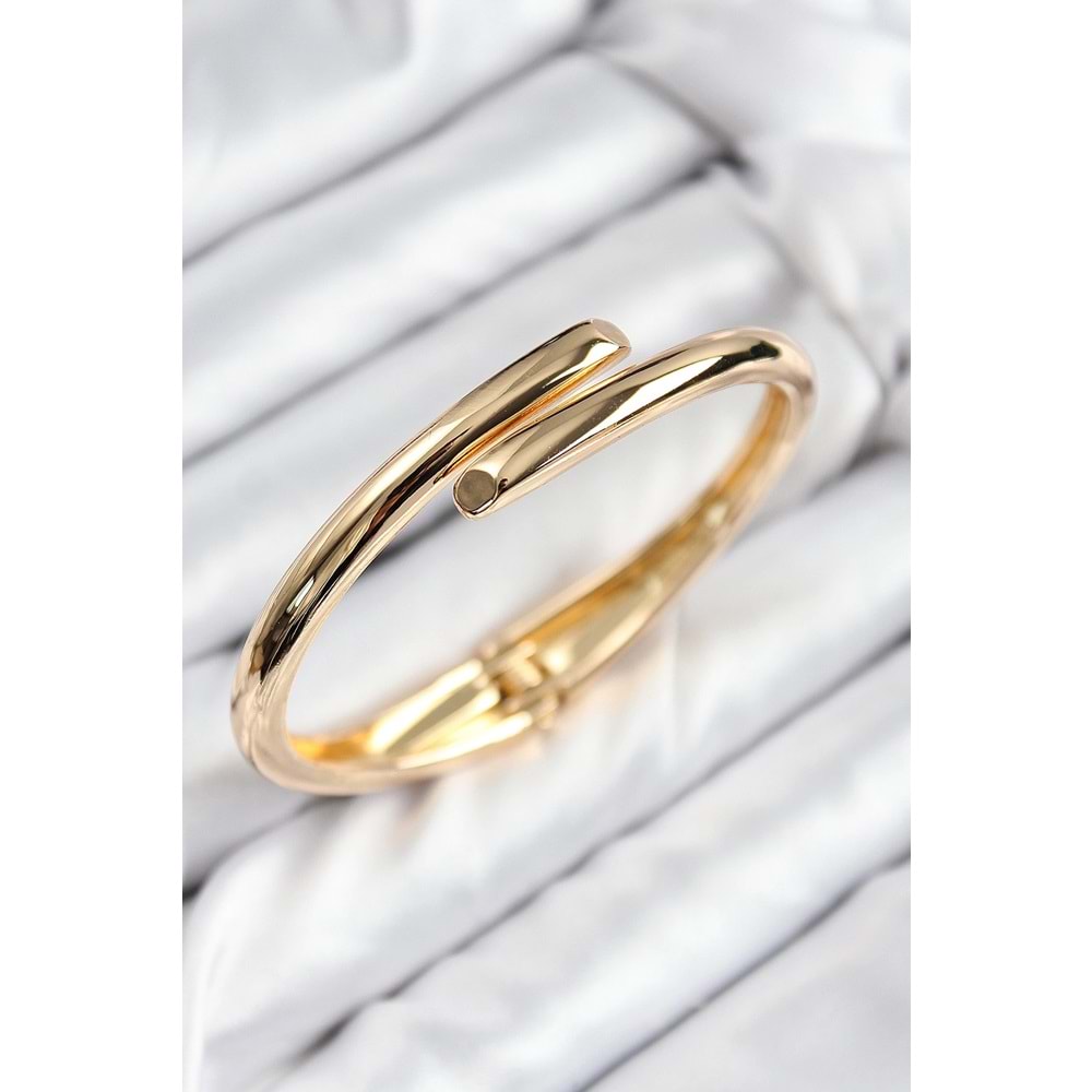 Pirinç Kesik Model Gold Renk Kadın Kelepçe