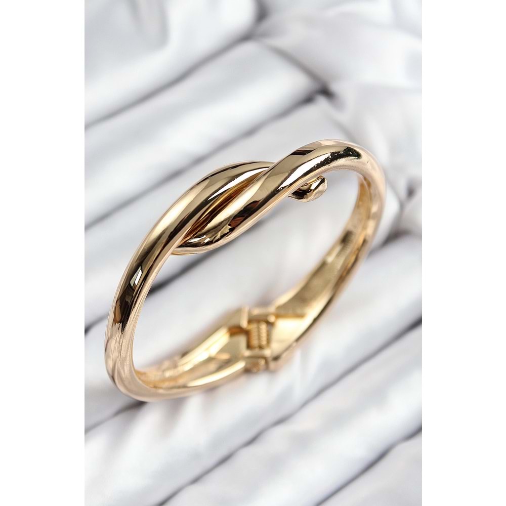 Pirinç Düğüm Model Gold Renk Kadın Kelepçe