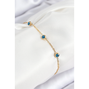 316L Çelik Nazar Boncuğu Model Gold Renk Kadın Bileklik