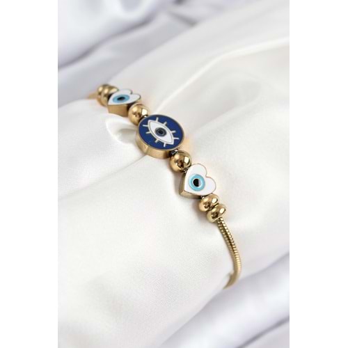 316L Çelik Göz Charm Model Gold Renk Kadın Bileklik