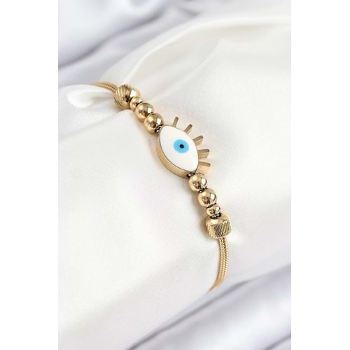 316L Çelik Göz Charm Model Gold Renk Kadın Bileklik