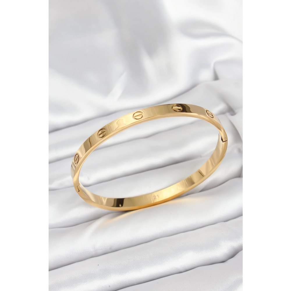 316L Çelik Gold Renk 65 mm Kadın Kelepçe Bileklik