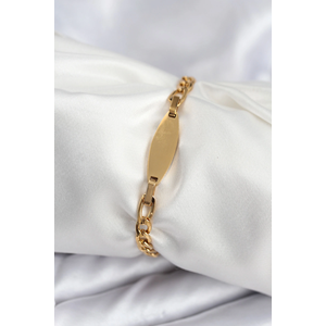 316L Çelik Gold Renk Oval Yazı Yazmaya Uygun Kadın Bileklik