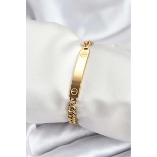 316L Çelik Gold Renk Yazı Yazmaya Uygun Kadın Bileklik