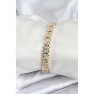 Pirinç VIP Seri Gold Renk Zirkon Taşlı Kadın Bileklik