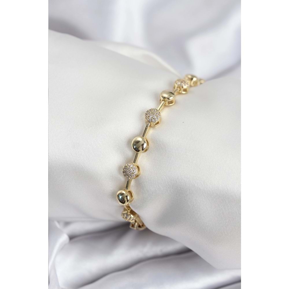 Pirinç VIP Seri Gold Renk Topçuk Model Kadın Bileklik