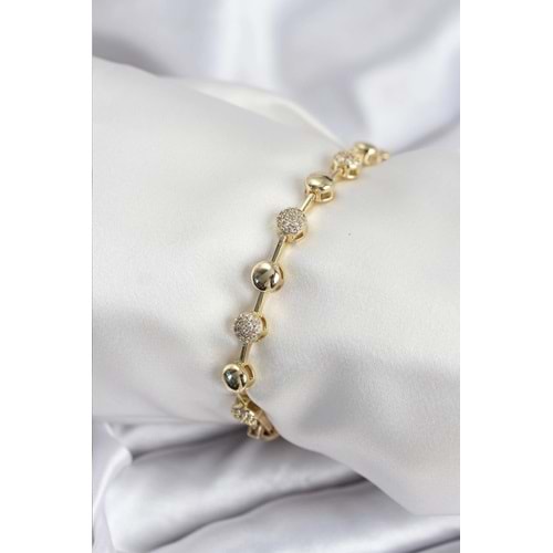 Pirinç VIP Seri Gold Renk Topçuk Model Kadın Bileklik