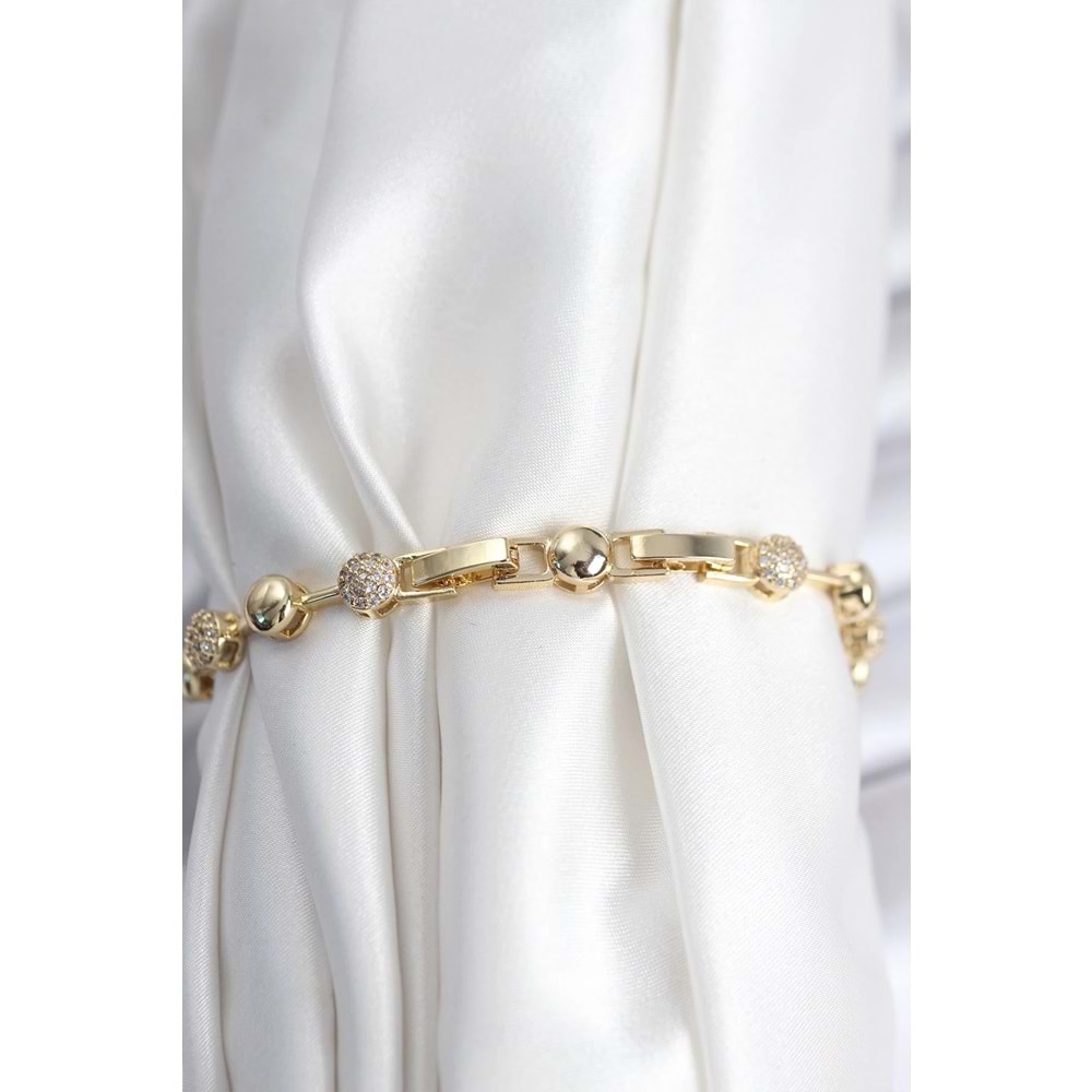 Pirinç VIP Seri Gold Renk Topçuk Model Kadın Bileklik