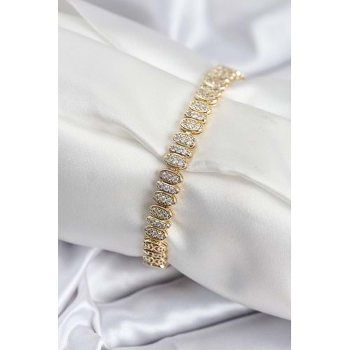 Pirinç VIP Seri Gold Renk Oval Sıralı Kadın Bileklik