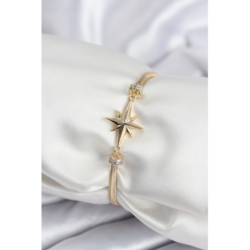 Pirinç VIP Seri Gold Renk Kutup Yıldızı Model Kadın Bileklik